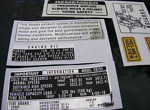 warning sticker sheets on Ebay for Honda 750